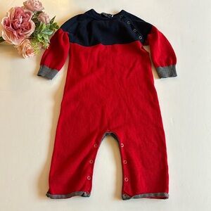 Toobydoo Red and blue sweater onesie 18-24 month Snap bottom ToobyDoo
